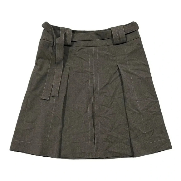 Etcetera Gray Pleated Belted Flare Skirt 2 - Picture 1 of 3